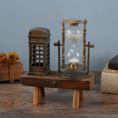 Retro ornamentas Švyturys Smėlio laikrodis Ornamentas europietiško stiliaus šviečiančios gatvės lempos dekoracijos medinės bazės vėjo malūnėlis smėlio laikrodis
