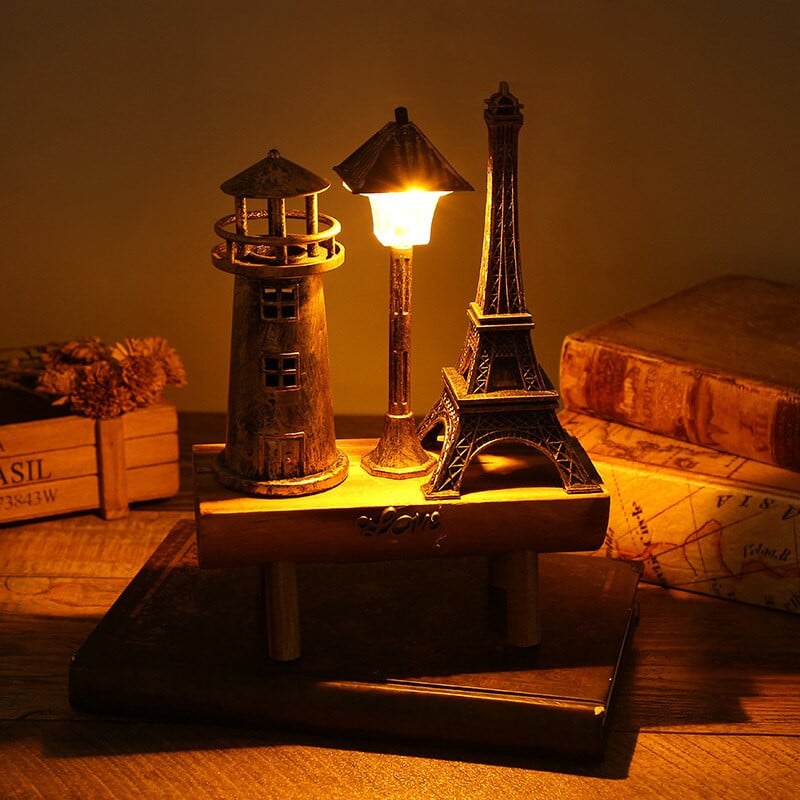 Retro ornamentas Švyturys Smėlio laikrodis Ornamentas europietiško stiliaus šviečiančios gatvės lempos dekoracijos medinės bazės vėjo malūnėlis smėlio laikrodis