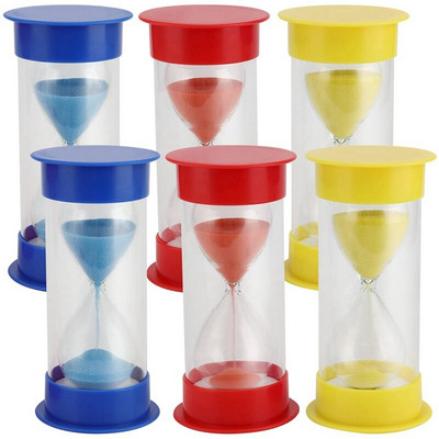 6 darab 1 perc / 3 perc / 5 perc homoküveg időzítő Különféle színű műanyag homokóra időzítő