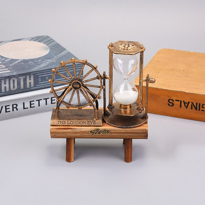 Ceas de nisip din clepsidră din lemn, clepsidra vintage, cronometru cu nisip, timp retro, sufragerie, birou, decorare, accesorii de artizanat