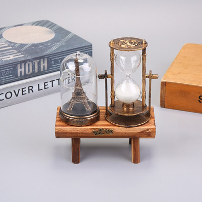Ceas de nisip din clepsidră din lemn, clepsidra vintage, cronometru cu nisip, timp retro, sufragerie, birou, decorare, accesorii de artizanat
