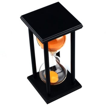 Χρωματιστά! 60 min Ξύλινη άμμος Sandglass Sandglass Timer Clock Decor Μοναδικός τύπος δώρου: 60 min Μαύρος σκελετός Πορτοκαλί άμμος