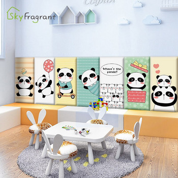 3D Foam Panda Soft Pack Αυτοκόλλητα τοίχου για παιδικά δωμάτια Αυτοκόλλητη διακόσμηση τοίχου Αυτοκόλλητο σοβατεπί τοίχου σπιτιού Anti Collision