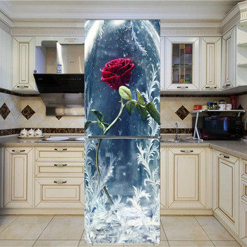 Art New Rose Refrigerator Αυτοκόλλητο Λουλούδια Μοτίβο Αυτοκόλλητα τοίχου Διακόσμηση σπιτιού Κουζίνα τοίχου διακόσμηση Τοιχογραφίας Μοντέρνα ανακαινιστική