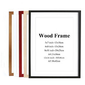 Tömör fából készült képkeret képekhez Fali dekoráció A4 A3 méret Fekete fehér Rózsaszín Piros Kék Barna keret Gyári közvetlen szállítás