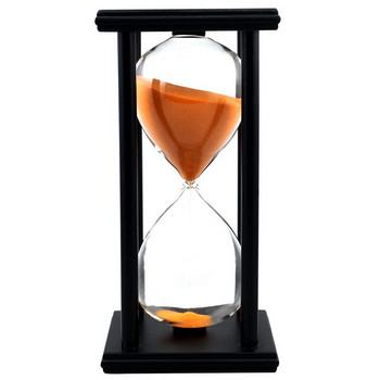 Цветове! 60 мин. Дървен пясъчен пясъчен часовник Пясъчен часовник Декорация на часовник с таймер Уникален тип подарък: 60 мин. Черна рамка Оранжев пясък