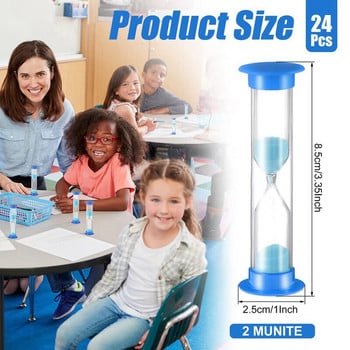 New-24 Pcs 2 Minute Sand Timer for Kids 2 Minute Timer Kids Timer Κλεψύδρα με ακρυλικό κάλυμμα Ρολόι κλεψύδρας