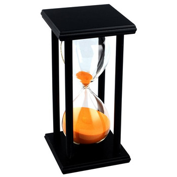 Χρωματιστά! 60 min Ξύλινη άμμος Sandglass Sandglass Timer Clock Decor Μοναδικός τύπος δώρου: 60 min Μαύρος σκελετός Πορτοκαλί άμμος