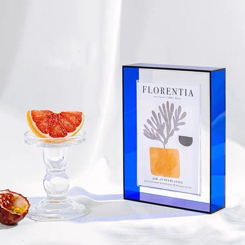 Kūrybingas paprastas mielas akrilo darbalaukio skaidrus ekrano stovas, kvadratinis spalvotas nuotraukų rėmelis horizontaliai vertikaliai įrėmintas sienų menas