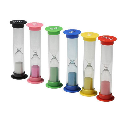 6 gab. Plastmasas smilšu glāzes smilšu taimeris smilšu pulkstenis minūtes smilšu pulkstenis darbvirsmas ornaments smilšu pulkstenis bērniem bērniem, dāvanām mājas dekorēšanai