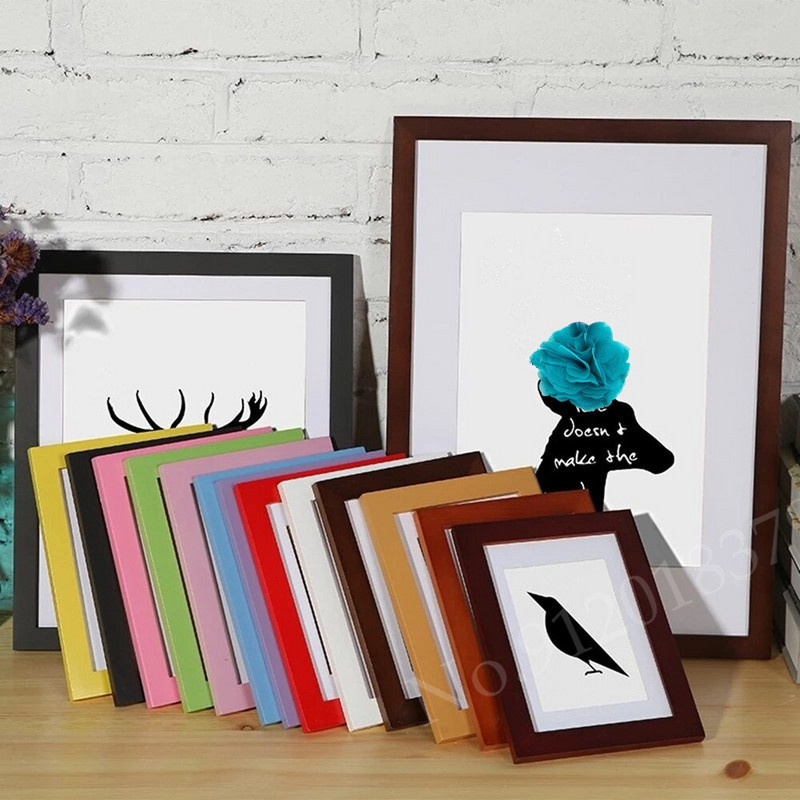 Ramă foto A4 A3 Ramă din lemn pentru pictură pe pânză Ramă foto Negru Alb Ramă foto color lemn cu covorașe pentru montare pe perete