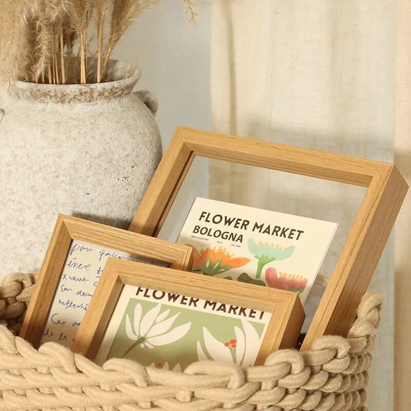 6/7/8 colių Šiaurės šalių skaidrus nuotraukų rėmelis dvipusis stiklinis segtukas, plakato stendas, džiovintų gėlių nuotraukų rėmelis, darbalaukio dekoras