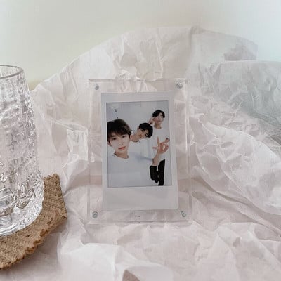 Akril, erős mágneses kétoldalas 3 hüvelykes polaroid képkeret átlátszó promóciós kijelző állvány címkepapír