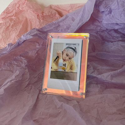 Akril, erős mágneses kétoldalas 3 hüvelykes polaroid képkeret átlátszó promóciós kijelző állvány címkepapír