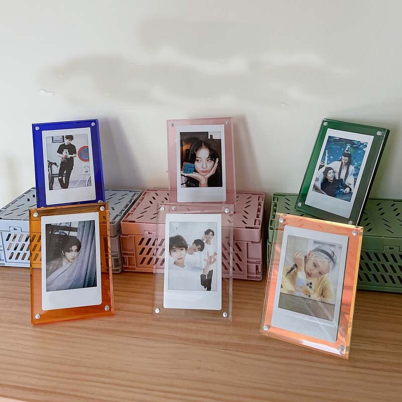 Akril, erős mágneses kétoldalas 3 hüvelykes polaroid képkeret átlátszó promóciós kijelző állvány címkepapír