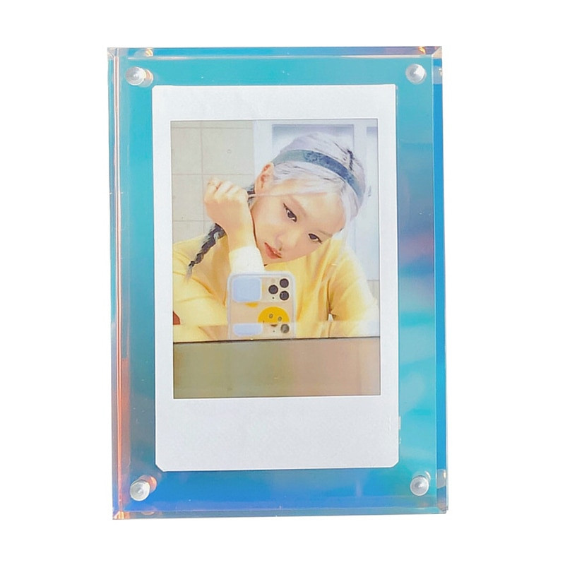 Akril, erős mágneses kétoldalas 3 hüvelykes polaroid képkeret átlátszó promóciós kijelző állvány címkepapír