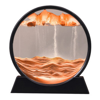 Декорация на пясъчен часовник Кръгова картина с плаващи пясъци 3D триизмерна динамична декорация Подаръци Декорации за работния плот в хола