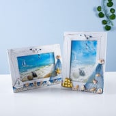 6 hüvelykes óceán képkeret Summer Shell fakeret kellék mediterrán egyéniség fa asztalkeret díszek képkeret