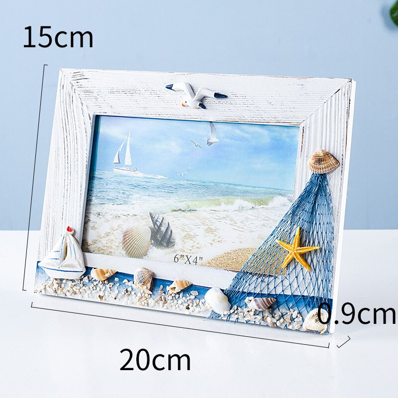 6 hüvelykes óceán képkeret Summer Shell fakeret kellék mediterrán egyéniség fa asztalkeret díszek képkeret