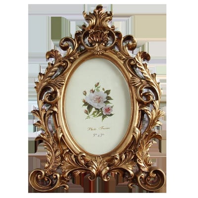 Rame foto în stil european de 6/7/8 inci, pictură, rame sculptate din rășină, pentru ornamente de masă, rame pentru fotografii de manoperă retro