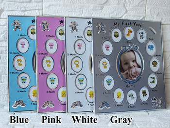 Подарък за бебе Моята първа година от 1 до 12 месеца Рамка за снимки Детски спомен Метални рамки Декорация на дома Запис на растежа на бебето Персонализирани снимки