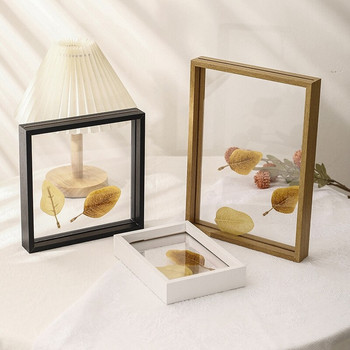 A4 Дървена стъклена рамка за снимки Рамка за снимки Рамка за снимки Стойка Поставка за сухи цветя Поставка за сватбени снимки Рамка за окачване на стена