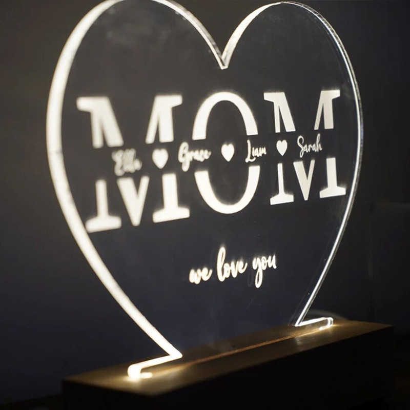 Személyre szabott 3D lámpaszöveg Egyedi fénykép Személyre szabott hálószoba éjszakai lámpa Személyre szabott ajándék USB tápellátással rendelkező hálószoba lámpa otthoni dekoráció