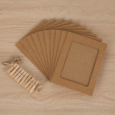 8 colių/10 vnt kombinuotas popierinis nuotraukų rėmelis su spaustukais ir 2 m virve Nuotraukų pakabinimas ant sienos paveikslėlis „pasidaryk pats“ namų dekoravimo nuotraukų albumas