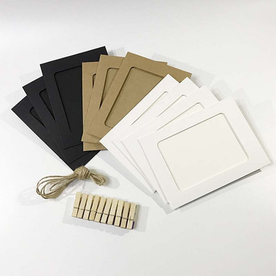 8 colių/10 vnt kombinuotas popierinis nuotraukų rėmelis su spaustukais ir 2 m virve Nuotraukų pakabinimas ant sienos paveikslėlis „pasidaryk pats“ namų dekoravimo nuotraukų albumas