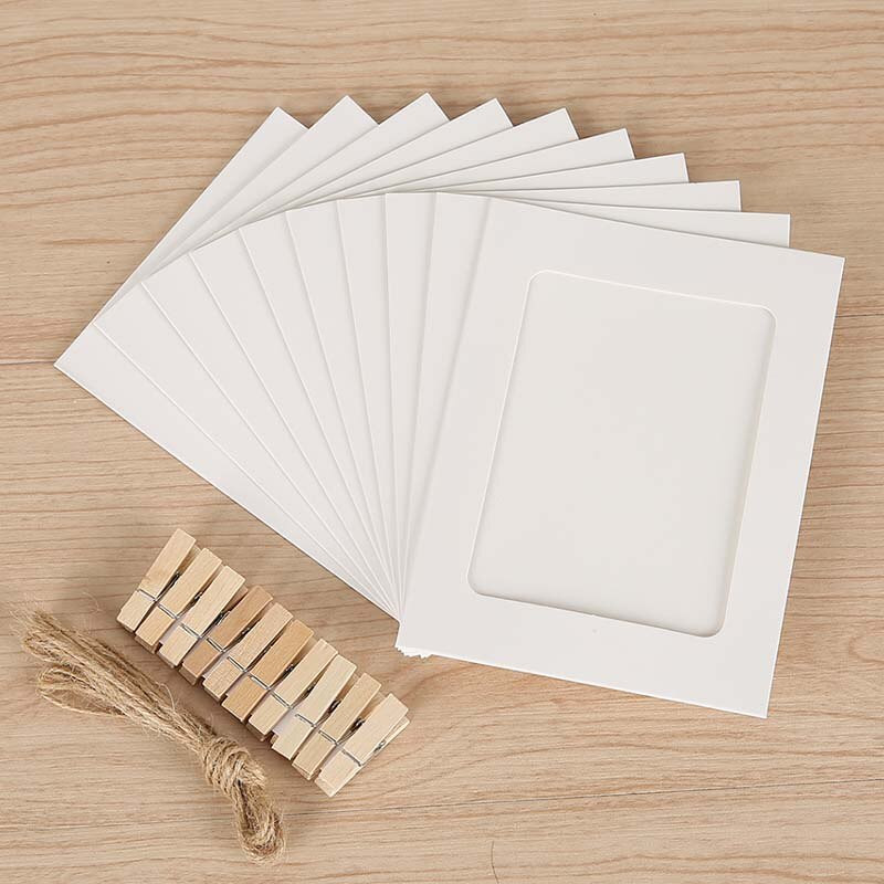 8 colių/10 vnt kombinuotas popierinis nuotraukų rėmelis su spaustukais ir 2 m virve Nuotraukų pakabinimas ant sienos paveikslėlis „pasidaryk pats“ namų dekoravimo nuotraukų albumas