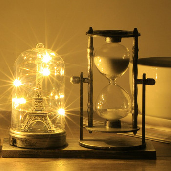 Ευρωπαϊκό ρολόι άμμου Διακόσμηση Vintage Hour Glass Sand Timer Creative Lighted Tower Κλεψύδρα Στολίδι γραφείου Κλεψύδρα