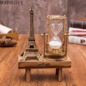 Cadouri creative Turnul Eiffel retro Ornament de decorare clepsidra pe desktop, simplu, modern, studiu acasă, pendul din lemn, cronometru de nisip