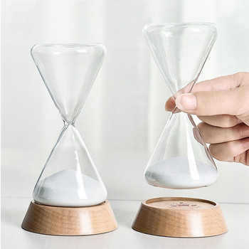 Creative Wood Bottom Sand Timer Κλεψύδρα 15 λεπτών Ρολόι άμμου Ρολόι με γυαλί άμμο Δώρα για φίλους Διακοσμήσεις γραφείου σπιτιού