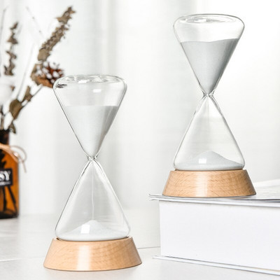 Creative Wood Bottom Sand Timer Κλεψύδρα 15 λεπτών Ρολόι άμμου Ρολόι με γυαλί άμμο Δώρα για φίλους Διακοσμήσεις γραφείου σπιτιού