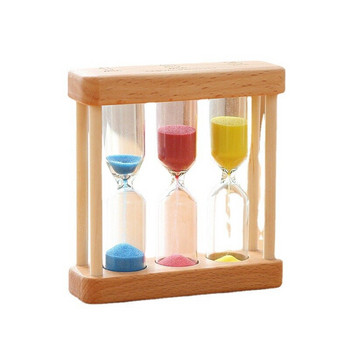 3 σε 1 Συνδυασμός Κλεψύδρας Παιδική Ξύλινη άμμος Χρονοδιακόπτης Ρολόι για Παιδιά Creative Desk Sand Timer Διακόσμηση σπιτιού Δώρο Sandglass