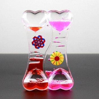 Double Heart Double Color Floating Liquid Oil Ακρυλικό Υγρό Κλεψύδρα Liquid Visual Movement Χρονοδιακόπτης κλεψύδρας Διακόσμηση σπιτιού