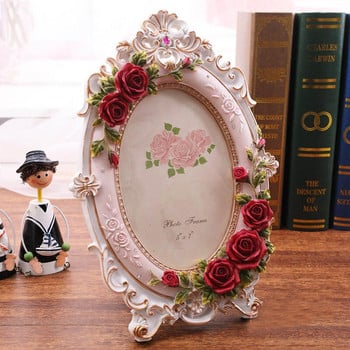 Κορνίζα Χαριτωμένη ρητίνη ομορφιάς τριαντάφυλλο κήπου Δημιουργική διακόσμηση σπιτιού Γάμος Κορνίζα φωτογραφιών δώρο γενεθλίων χονδρική FG1337