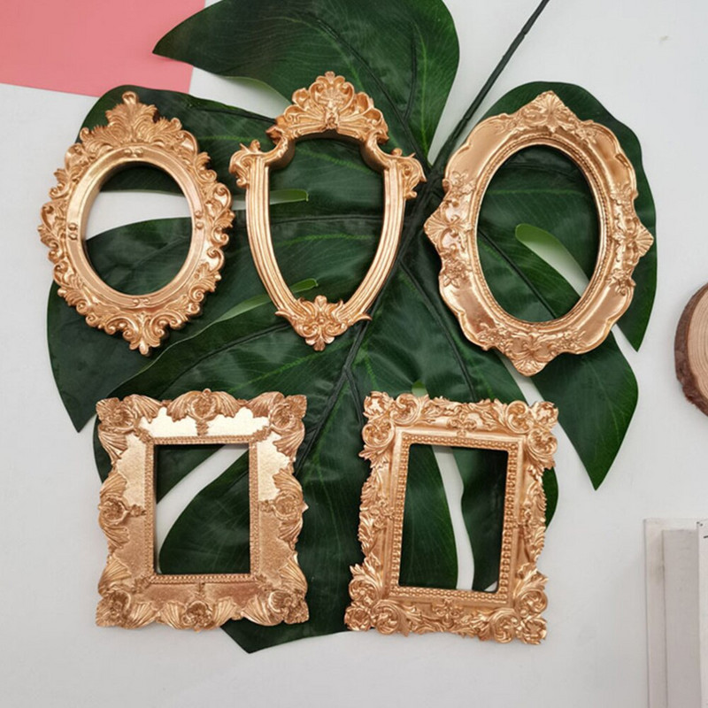 Nuotraukų rėmeliai Paveikslų rėmeliai Dervos ekranas Vintage Mini Ovalus Barokinis Senovinis Nagų Stalviršio Laikiklis Meninis Sienų Dekoratyvinis Rekvizitas