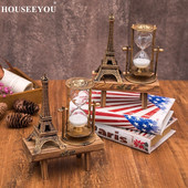 Kreatív ajándékok Retro Eiffel-torony homokóra dekoráció asztalon Egyszerű modern otthoni tanulmány fa inga homok időzítő