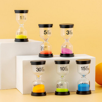 6 бр. Пясъчен часовник 1&3&5&10&15&30 минути Пясъчен часовник Таймери Пясъчен часовник за реквизит за готвене Домашен декор Детски подарък Произволен цвят