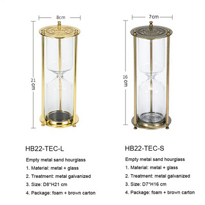 Празен пясъчен часовник Метален стъклен пясъчен часовник Домашна декротация Кухненски пясъчен таймер Преносим собствен подарък за инсталиране