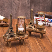 Kreatív ajándékok Retro Eiffel-torony homokóra dekoráció asztalon Egyszerű modern otthoni tanulmány fa inga homok időzítő