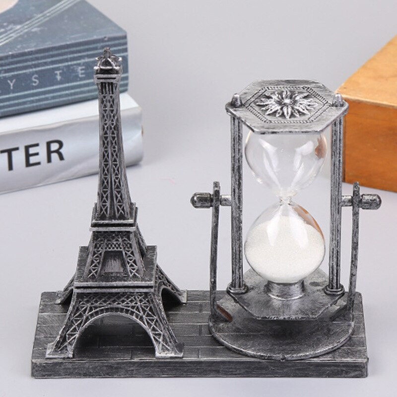 Kreatív ajándékok Retro Eiffel-torony homokóra dekoráció asztalon Egyszerű modern otthoni tanulmány fa inga homok időzítő
