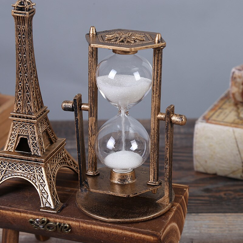 Kreatív ajándékok Retro Eiffel-torony homokóra dekoráció asztalon Egyszerű modern otthoni tanulmány fa inga homok időzítő