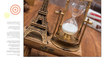 Δημιουργικά δώρα Retro Eiffel Tower Στολίδι διακόσμησης κλεψύδρας στην επιφάνεια εργασίας Απλή μοντέρνα μελέτη σπιτιού ξύλινο εκκρεμές χρονόμετρο άμμου