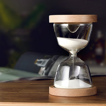 Пясъчни часовници с пясъчен таймер с дървена основа, 15-минутни пясъчни часовници, вдъхновени от стъкло/дом, бюро, офис декорация