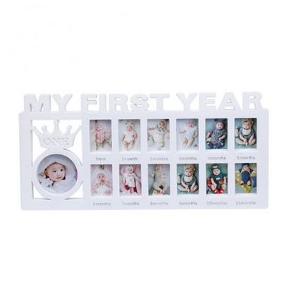 Kreatív képkeret 12 hónapos baba első éves növekedésének emlékére, ajándék kijelző műanyag képkeret növekedési rekordkeret
