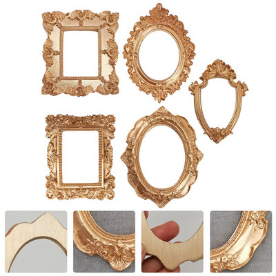 Frame Photo Picture Resin Display Vintage Mini Frames Nail Baroque Oval Antiquetabletop Decorative Props Holder Wall Hanging