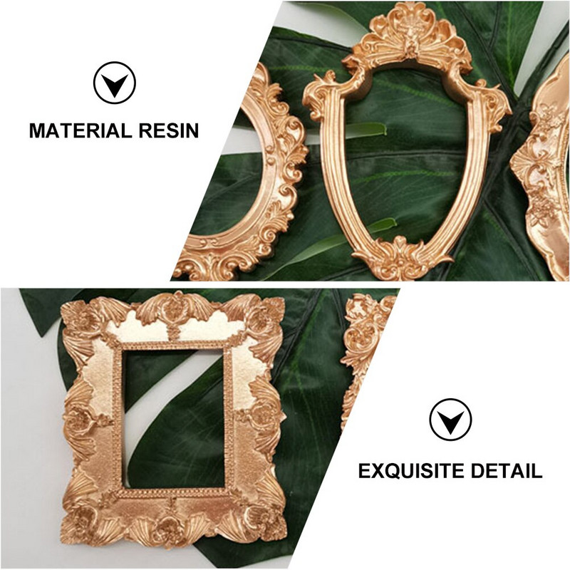 Raam Foto Pilt Vaiguekraan Vintage miniraamid küünte barokk ovaalne antiikne lauaplaadi dekoratiivne rekvisiit Hoidik seinaripp