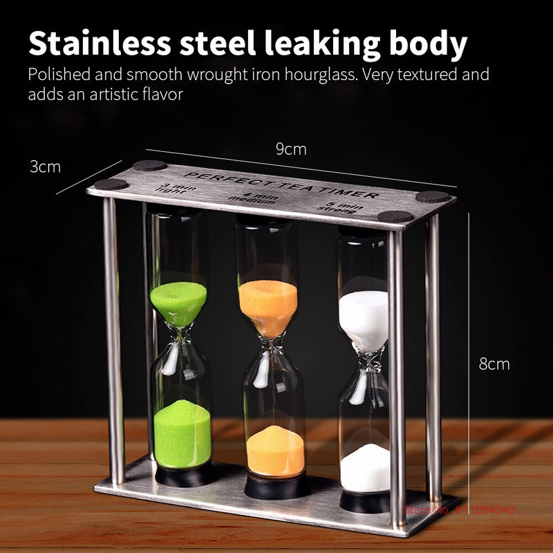 Nou clepsidra metalică 3 în 1 din oțel inoxidabil 3/4/5 minute Cronometru pentru periaj pentru copii Accesorii pentru birou pentru camera bebelușului Cronometre Ceasuri Sticlă de nisip
